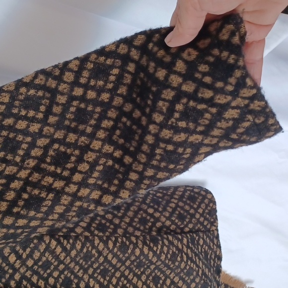 Ruff Hewn Swing Sweater, brown & tan, geometric pattern, open high/low  sz L - Picture 2 of 7